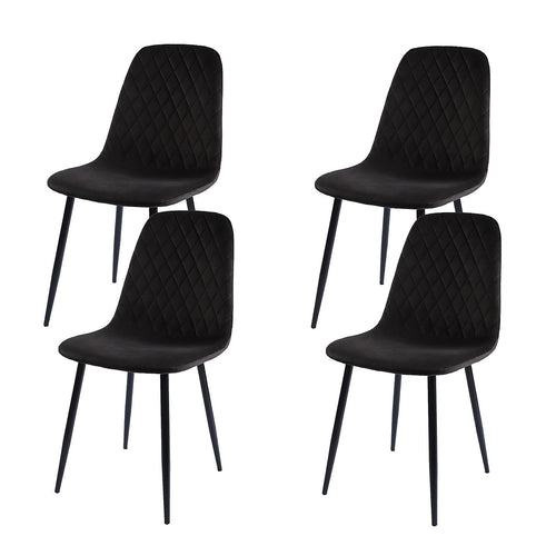 Dining Chair Set of 4 Faux Suede Upholstered Metal Legs Padded Kitchen Dining Chairs Suede Black