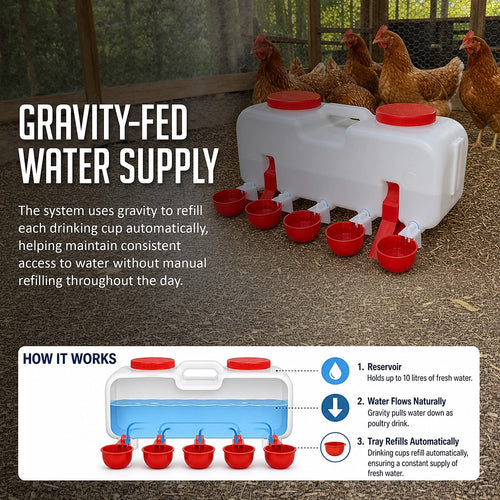 10L Chicken Water Feeder Automatic Chook Drinker Gravity System