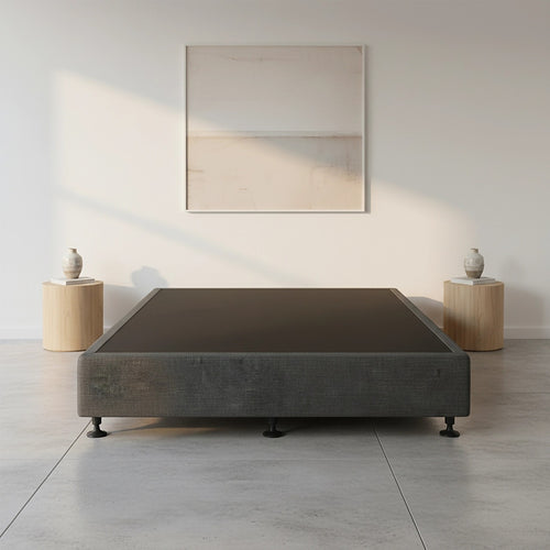 King Single Slatted Ensemble Bed Base - Graphite Linen Breathable Cover