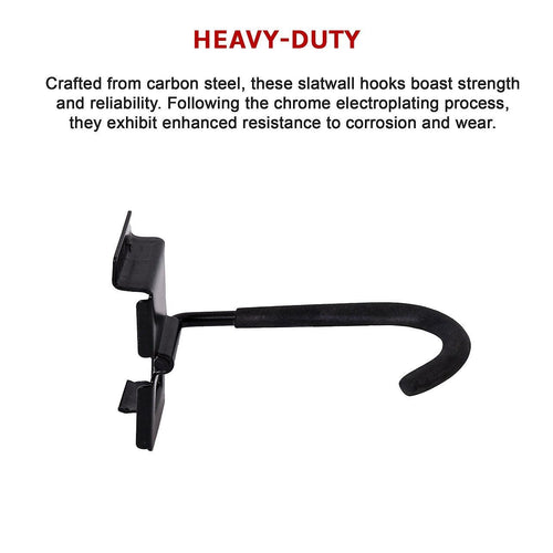 Slatwall Storage Pack for Retail Display Garage Storage - Black Side Wall J Hook