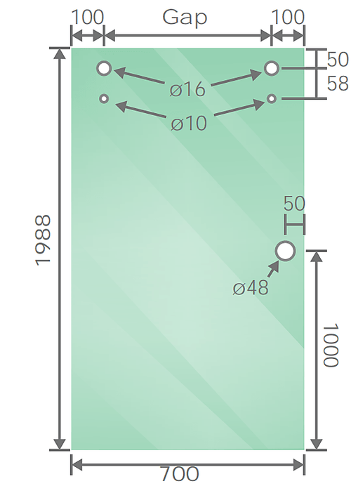 140cm Frameless Glass Sliding Shower Door with Nickel Rail and Hardware