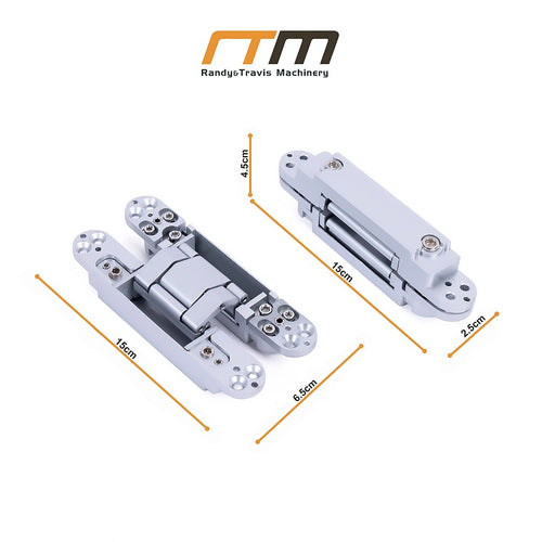 Hidden Door Hinges 180° Heavy Duty 3D Adjustable Silver 40kg Capacity