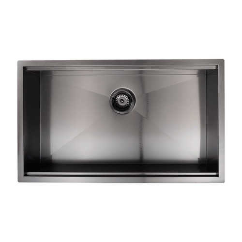 32" Workstation Kitchen Single Bowl Sink in Nano Black with Brushed Finish