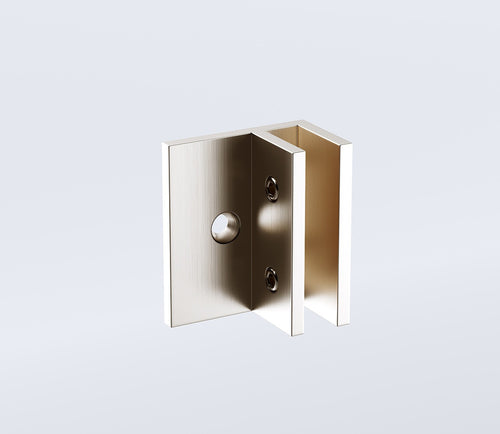 100x80cm Corner Frameless Shower Screen with Nickel Brackets and Brass Hinges - Wall & Floor F-Brackets