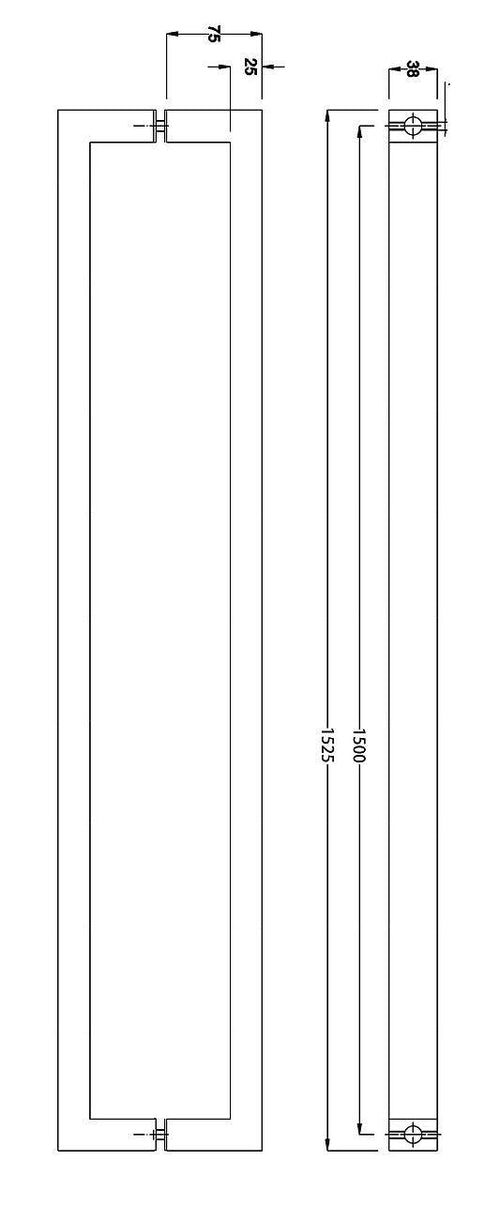 Entrance Door Pull Handle Brushed satin 1500mm