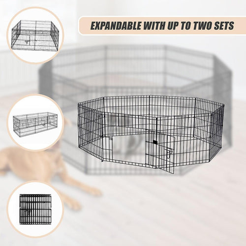 24" 8 Panel Pet Dog Playpen Puppy Exercise Cage Enclosure Fence Play Pen