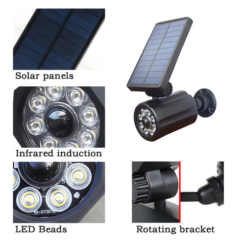 Solar Security Light with Motion Sensor & Camera-Style Design