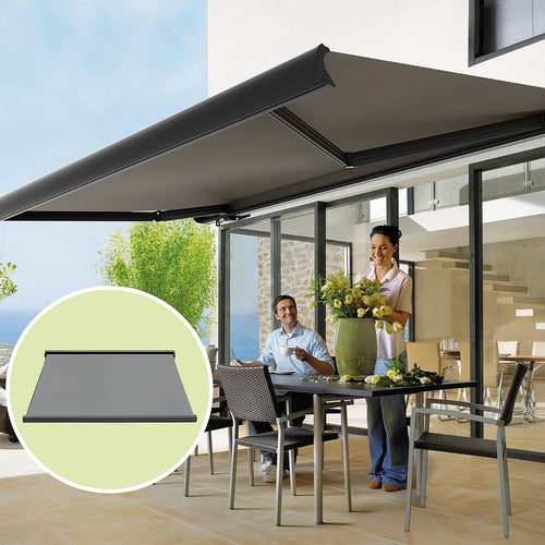 Motorised Retractable Awning 4x3m – Full Cassette, Grey Sunshade