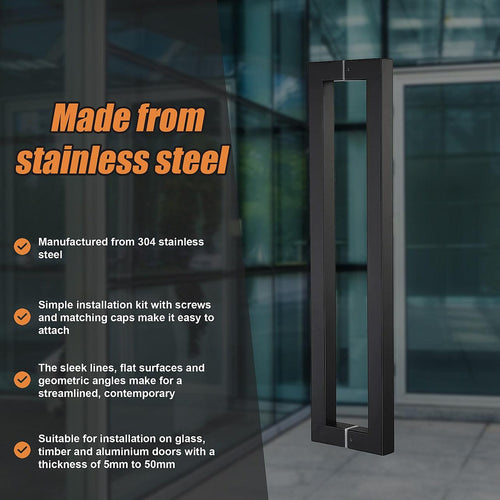 Entrance Door Pull Handle Matte black 1200mm