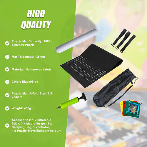 1500pc Jigsaw Puzzle Mat – Roll-Up Fabric Puzzle Saver with Storage Strap