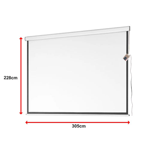 150" Electric Motorised Projector Screen – Wall/Ceiling Mount, Remote Control