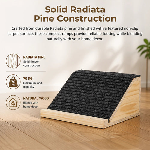 Wooden Pet Ramps 2 Pack Non Slip Dog & Cat Ramps for Stairs