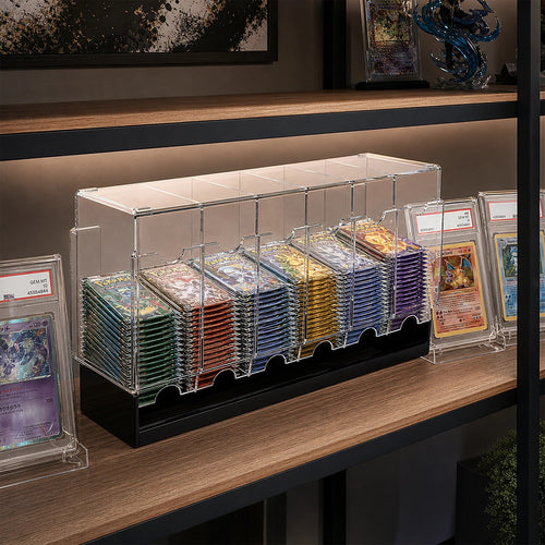 6 Slot Booster Pack Dispenser Acrylic Stackable Black Base