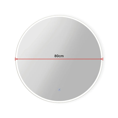 80cm Round LED Bathroom Vanity Mirror – Wall-Mounted with Touch Sensor & Colour Temp Control
