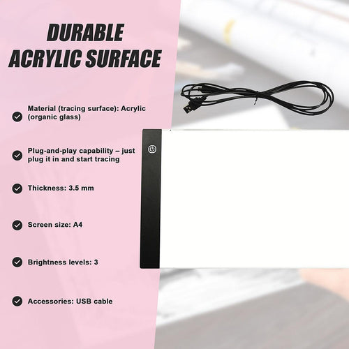 A4 LED Light Box Tracing Board Art Design Stencil Tattoo Copy Drawing Pad