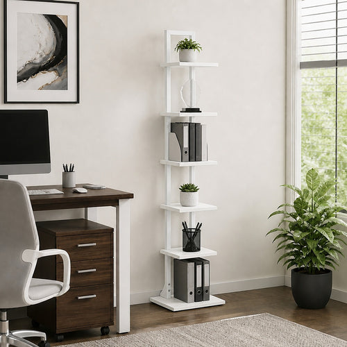 6 Tier Bookshelf Corner Bookcase Storage Rack
