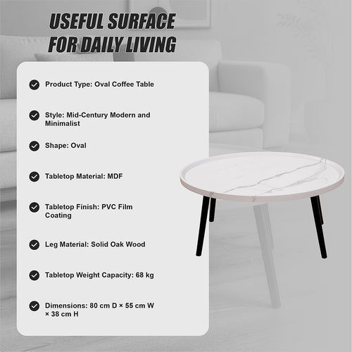 Oval Coffee Table – Compact Mid-Century Modern Design