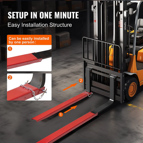 209cm Heavy Duty Forklift Fork Extensions – Carbon Steel Pallet Fork Attachments with Safety Retaining Pins
