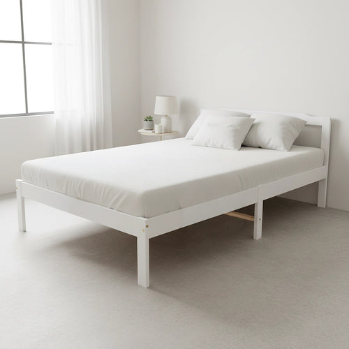 King Single Wooden Bed Frame – Sturdy Home Furniture in White Finish