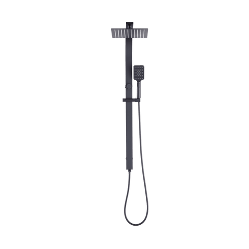 WELS 10" Black Rain Shower Head Set Square Dual Heads High Pressure with Handheld