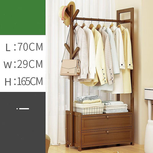 70cm Clothes Rack Stand Storage Shelves Modern Coat Tree - Dark Wood