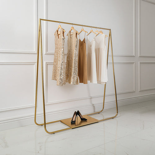 Gold Clothing Retail Shop Commercial Garment Display Rack