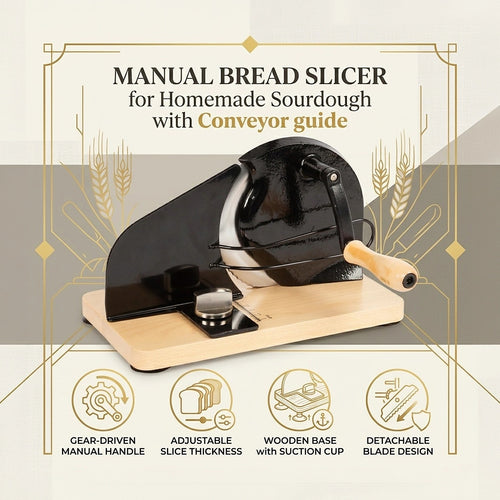 Manual Bread Slicer for Homemade Sourdough with Conveyor Guide