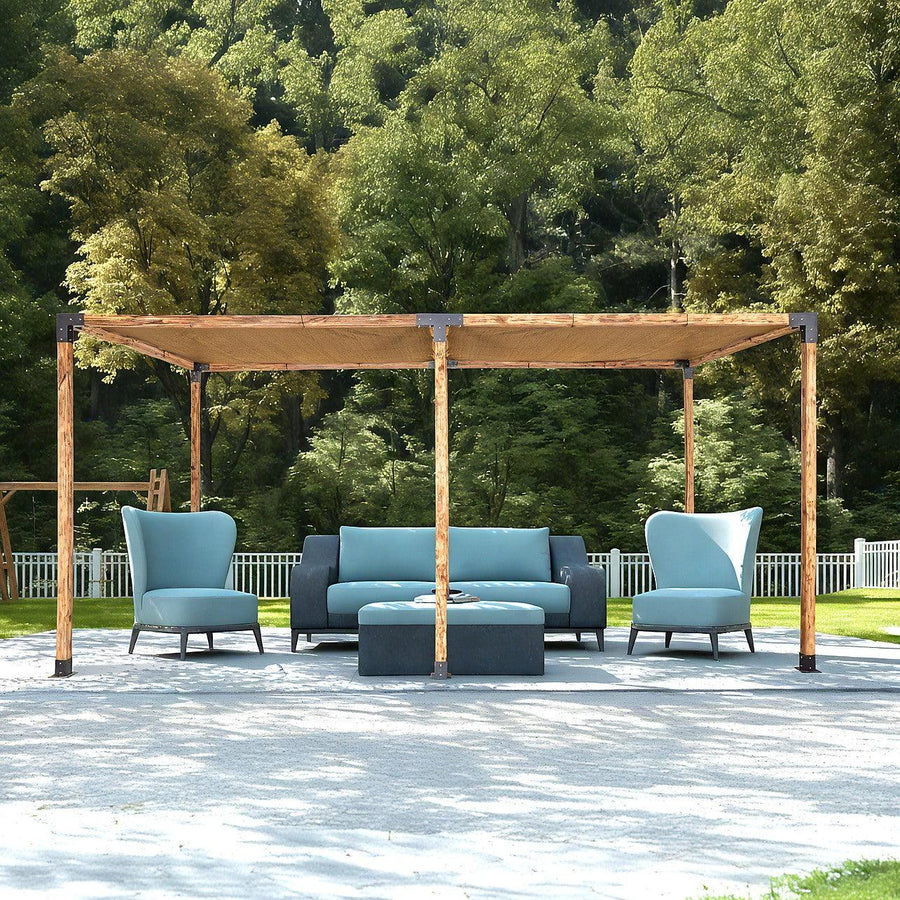 Roof Pergola Gazebo Shed Matte Black Steel Double with Coffee Screens Brackets DIY Kits