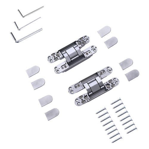 Hidden Door Hinges 180° Heavy Duty 3D Adjustable Silver 40kg Capacity