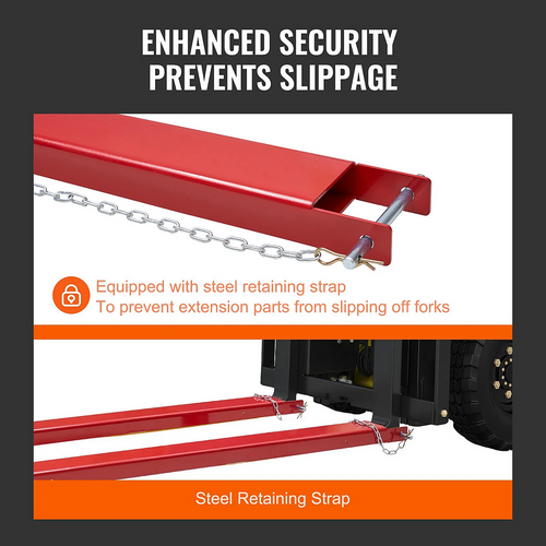 209cm Heavy Duty Forklift Fork Extensions – Carbon Steel Pallet Fork Attachments with Safety Retaining Pins