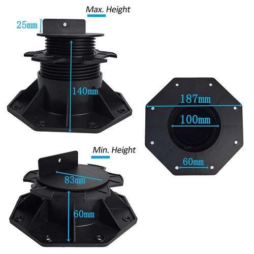 12 Pack Adjustable Deck Support Pedestals – Deck Foundation Bases