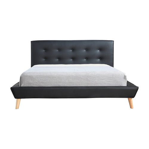 Queen PU Leather Deluxe Bed Frame - Black