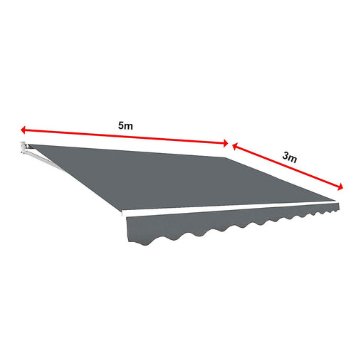 Outdoor Awning Grey - 5x3m Retractable Sunshade