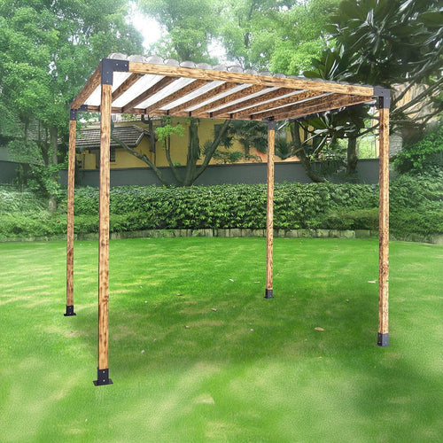Roof Pergola Gazebo Shed Matte Black Steel Single with Top Rafters Brackets DIY Kits