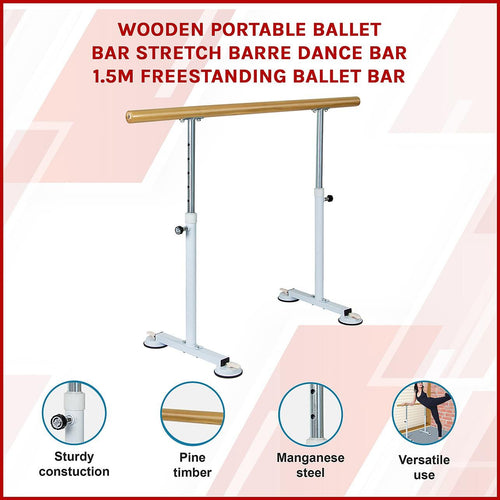 Portable Ballet Bar Stretch Barre Dance Freestanding 1.5M 