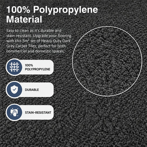 5m² Dark Grey Carpet Tiles Set – Commercial & Home Flooring for Office, Retail & Living Areas
