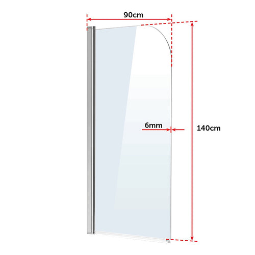 180° CHROME Pivot Door 6mm Safety Glass Bath Shower Screen By Della Francesca - 90 x 140cm