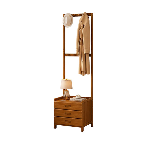 42x165cm Wooden Hall Stand with Drawer – Modern Minimalist Floor Coat Rack in Dark Wood