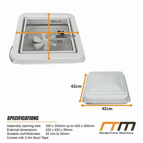 400x400mm Roof Vent Skylight for Caravan & Motorhome
