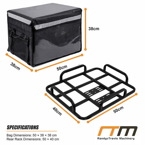 62L Insulated Food Delivery Bag with Motorcycle Rear Rack Kit