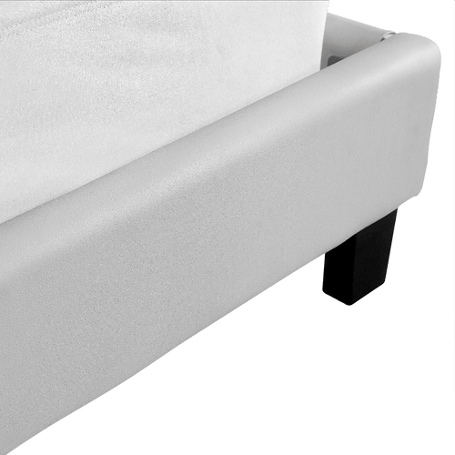 King Bed Frame White PU Leather