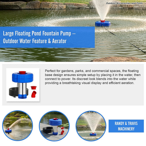Large Floating Pond Fountain Pump for Outdoor Water Features & Efficient Aeration