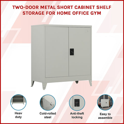 Two-Door Metal Locker - Grey with Legs