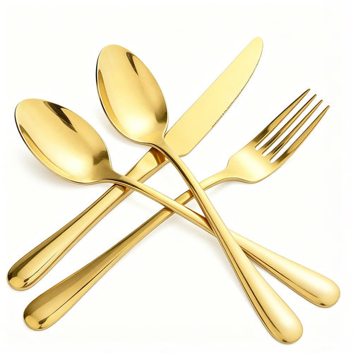 24 Piece Gold Cutlery Set Stainless Steel Dinnerware