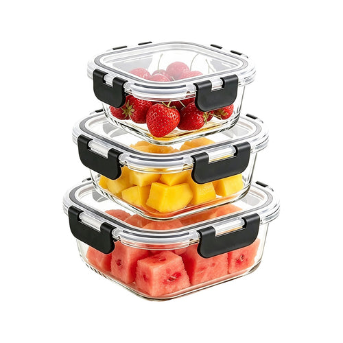 24 Piece Glass Food Storage Containers with Airtight Leakproof Lids Meal Prep Kitchen Storage Set