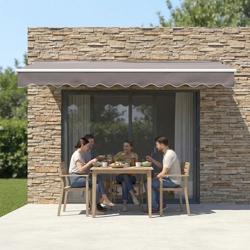 Automatic Retractable Awning 4x2.5m - Grey Outdoor Wall Sunshade