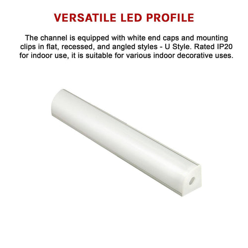 10 x 1M Aluminium LED Strip Light Channel Profile for Kitchen Cabinet V Style