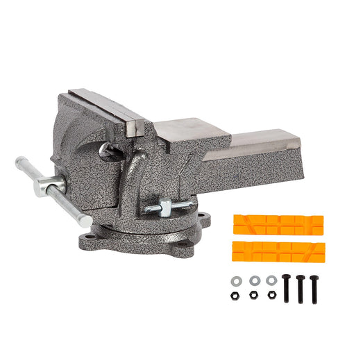 150mm Bench Vise with Anvil 360° Swivel Base Heavy Duty Ductile Iron