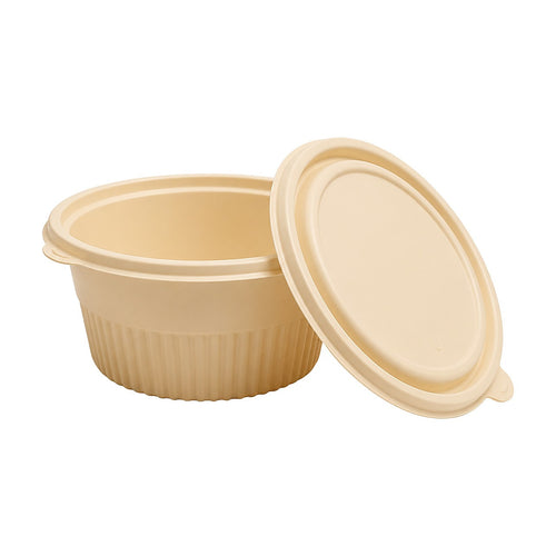 100PCS Corn Starch Food Containers with Lids Round Takeaway Boxes 750mL