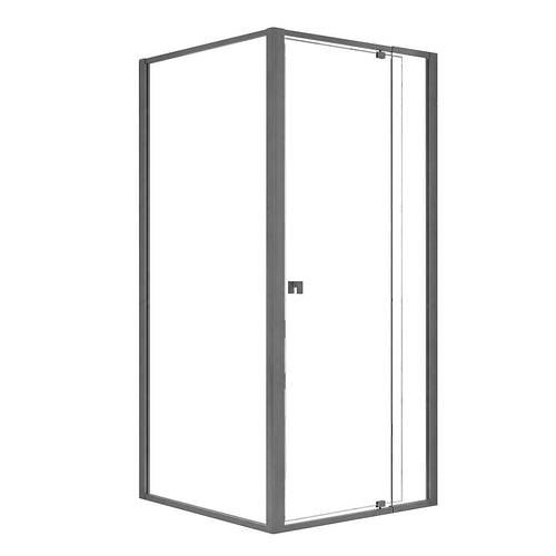 Semi-Frameless Shower Screen – Gunmetal, Front: (74~82)x195cm, Side: (77~80)x195cm